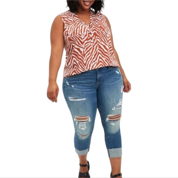 Torrid Zebra Print Harper Rayon Slub Pullover Sleeveless‎ Top Size 00 Medium - Picture 2 of 13